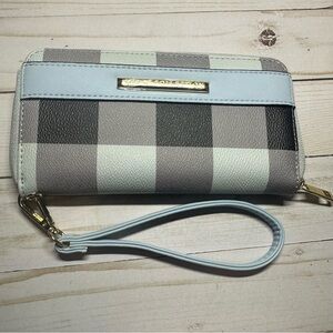 NWOT MFK Collection Yanna Wallet by Mia K Handbags, Light‎ Blue with Plaid